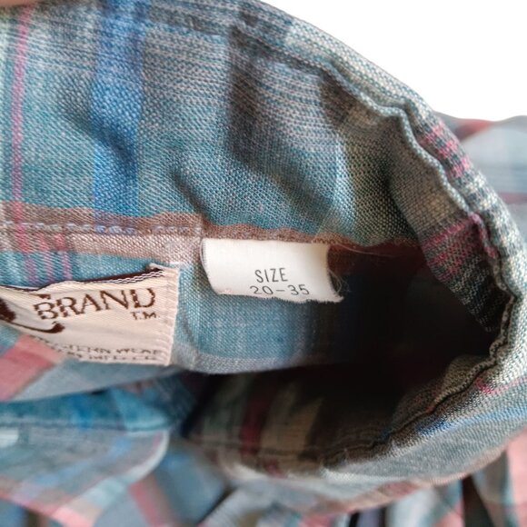 Vintage Mens Shirt WESTERN 3XL 20-35 DEE CEE COWBOY 80's DC PASTEL PLAID SNAP - Picture 8 of 8